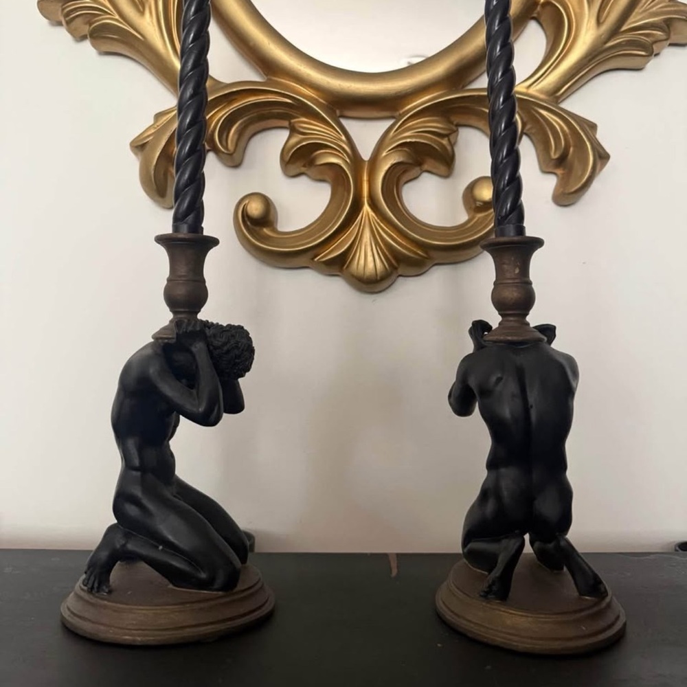 Vintage Toscano male Figure Candle stick holders - Picture 2 of 2